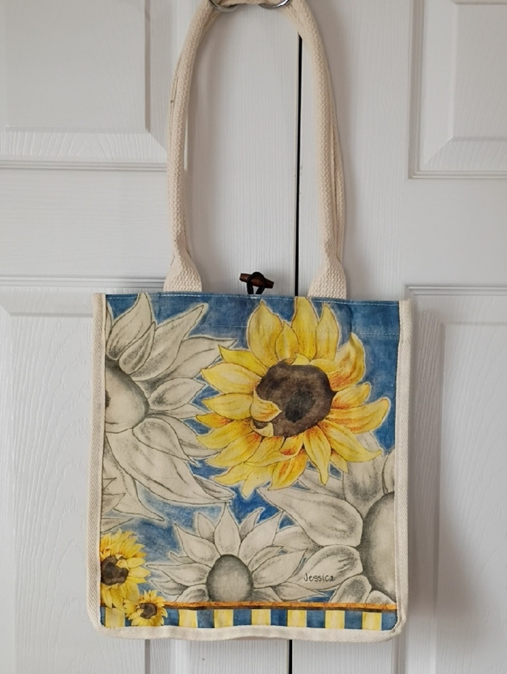 Sunflower By Jessica Canvas Tote — Yellow & Blue